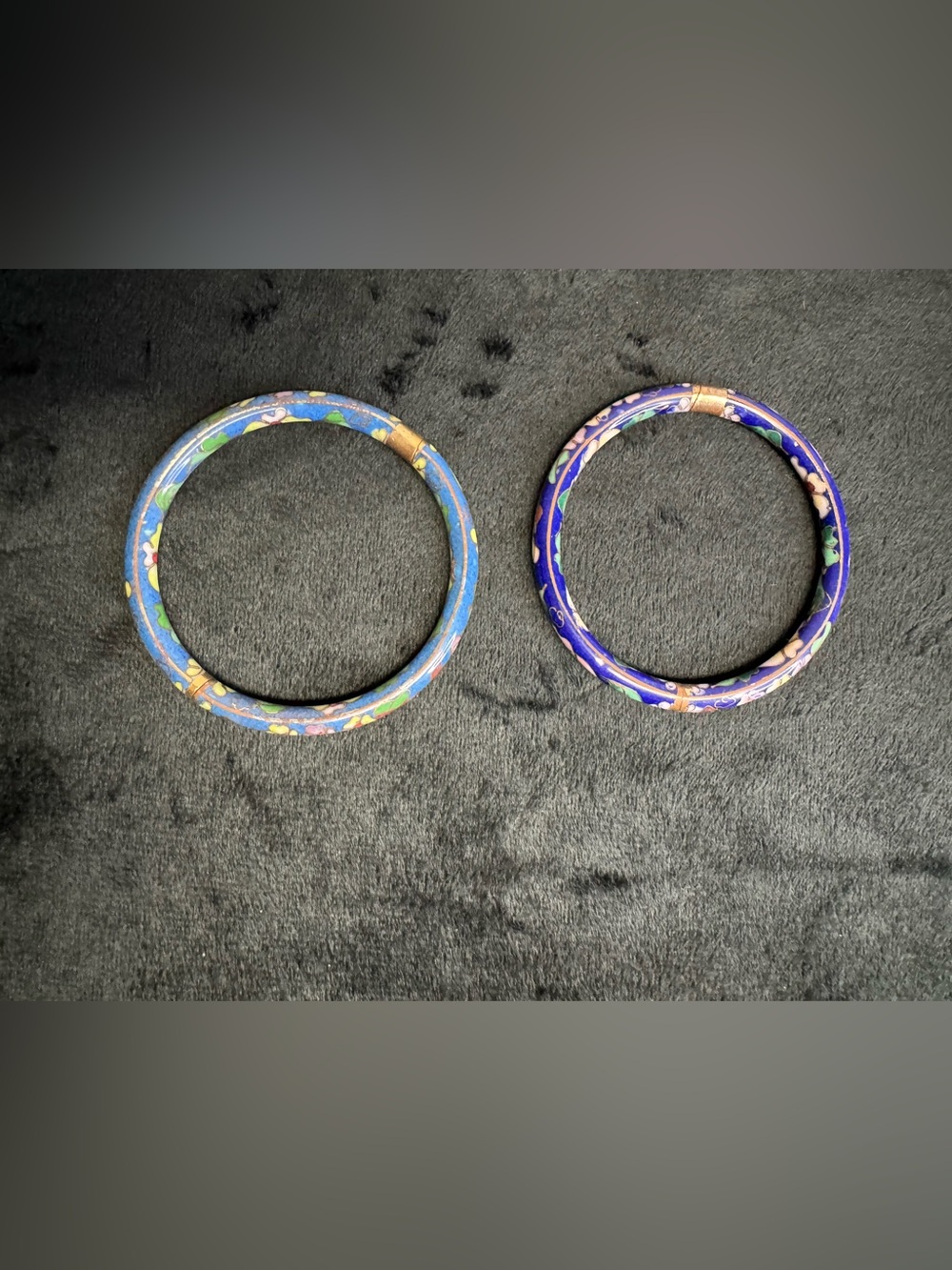 Pair of Vintage Blue Cloisonné Bracelets